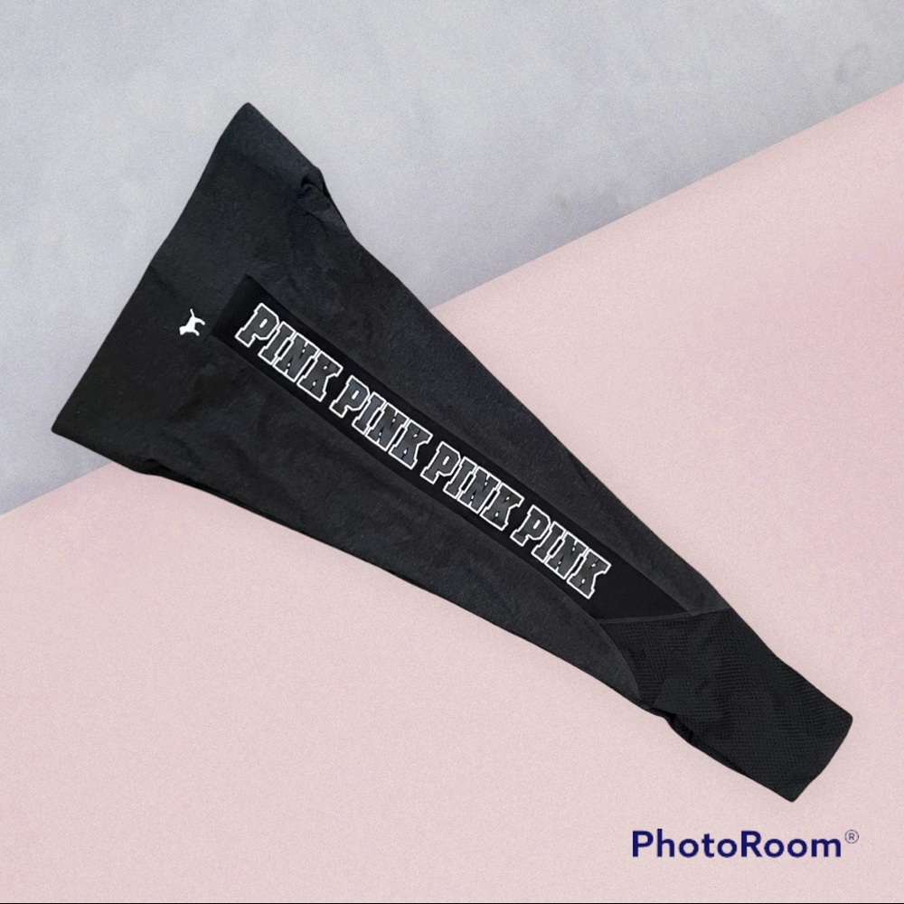 PINK Victoria's Secret Yoga Leggings Dark Heather Gray, Black, with Mesh Panels - Picture 11 of 11